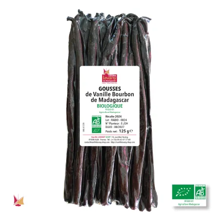 30 gousses environ de Vanille Biologique LAVANY Bourbon de Madagascar - Poids net total 125 g