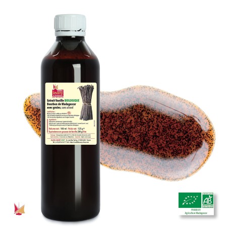 Extrait liquide de Vanille Biologique LAVANY en flacon de 100 ml - Poids net 125 g