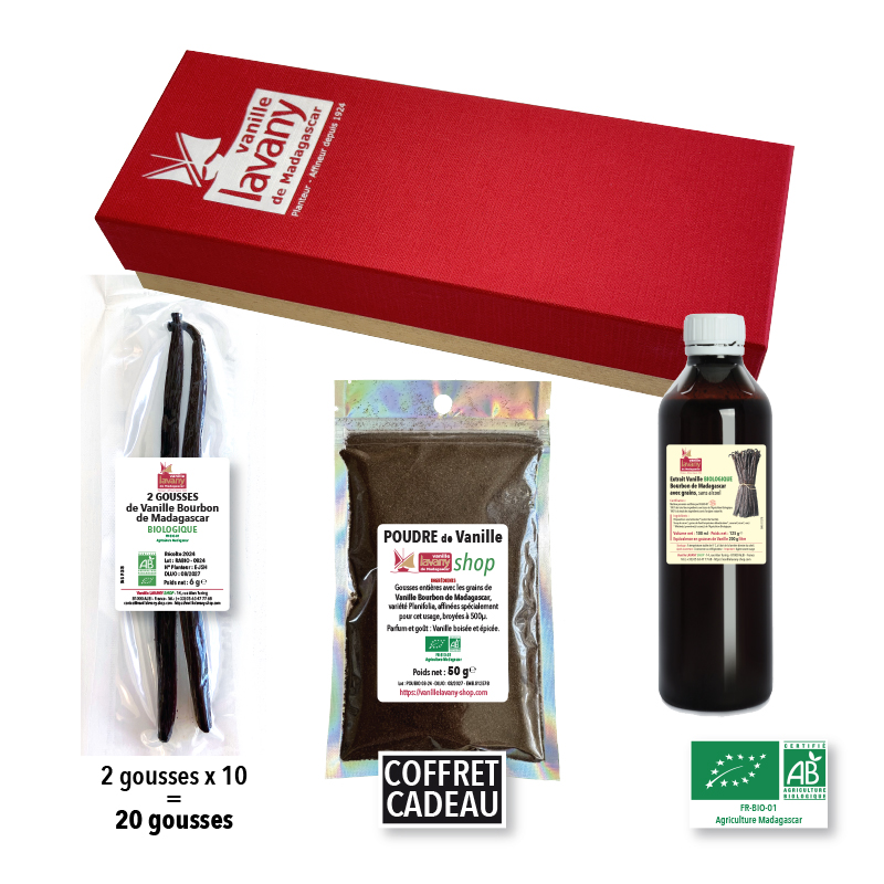 Coffret Cadeau de Vanille LAVANY Bourbon Biologique de Madagascar